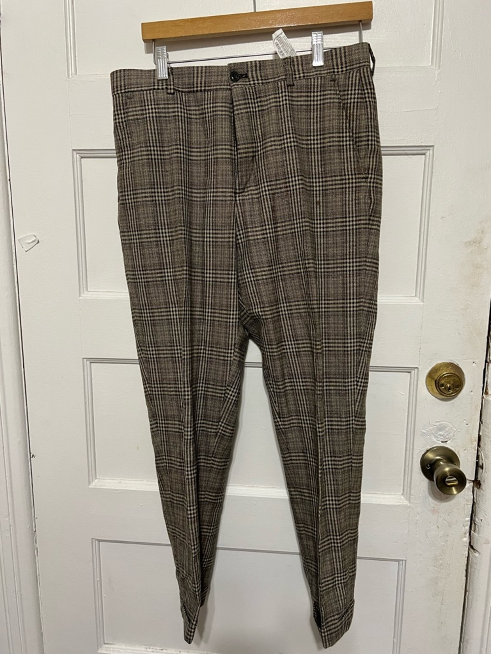 Zara Classic Men's Plaid Dress Pants in Brown